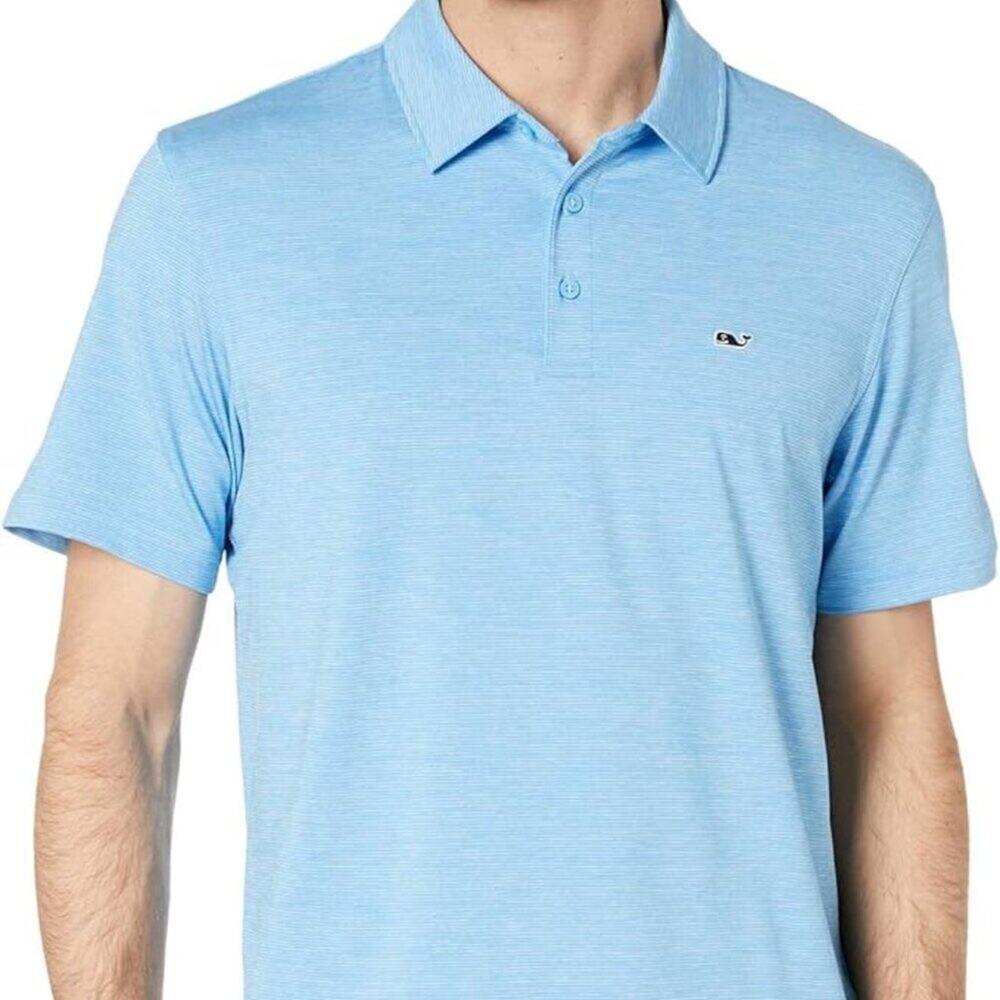 Vineyard Vines Polo Light Blue Mens XL Destin Stripe Sankaty Performance Polo